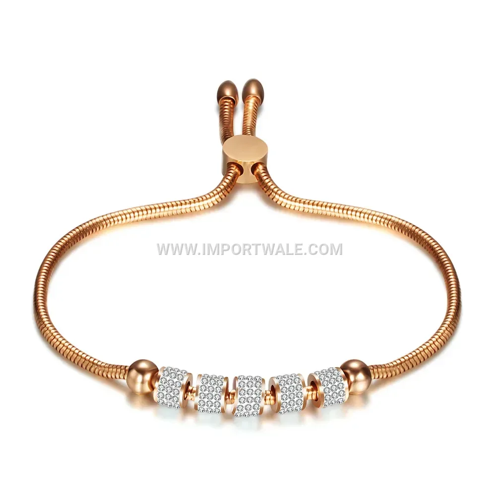 Adjustable Rhinestone Titanium Steel Snake Chain Bracelet