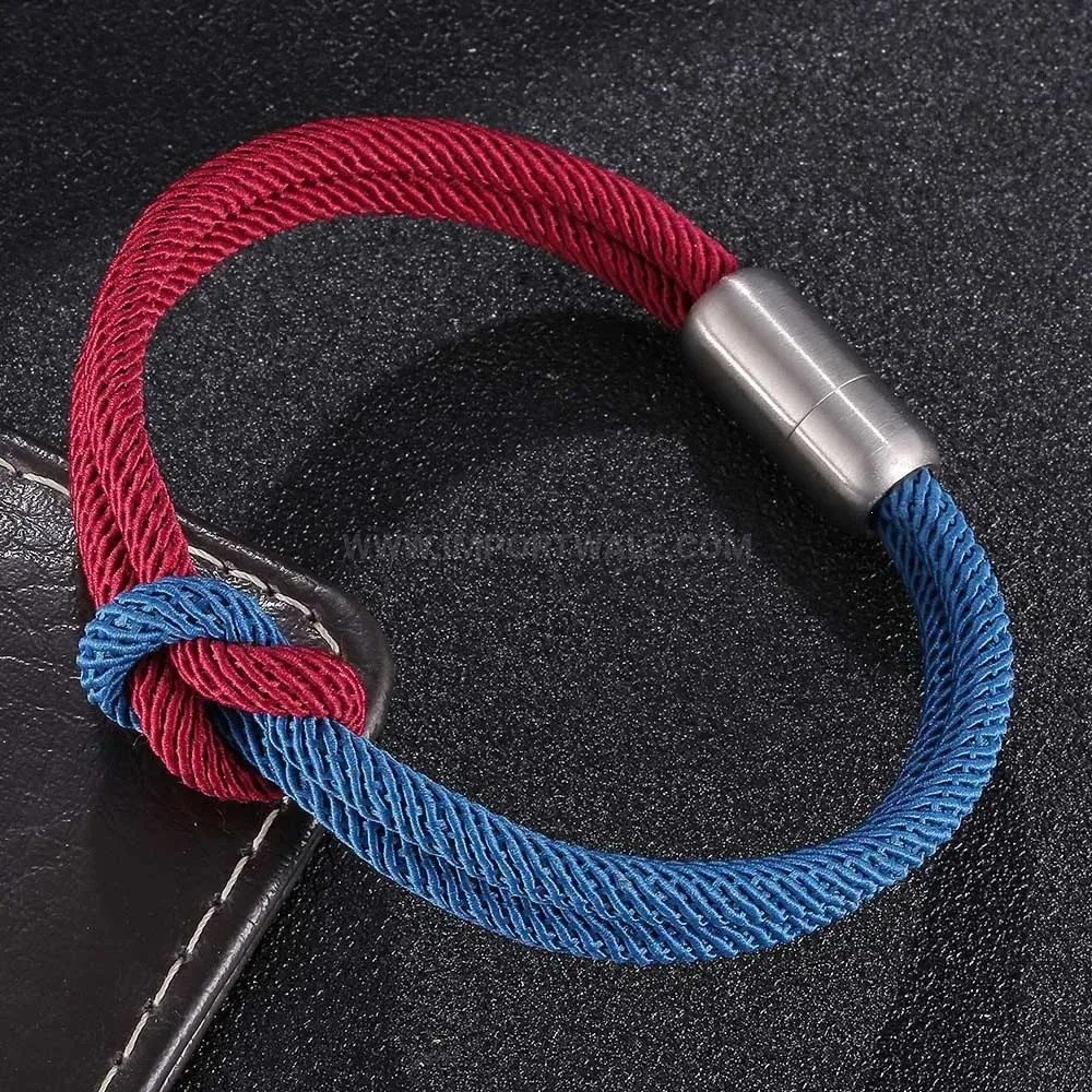 Two-Tone Braided Cord Bracelet With Magnetic Clasp