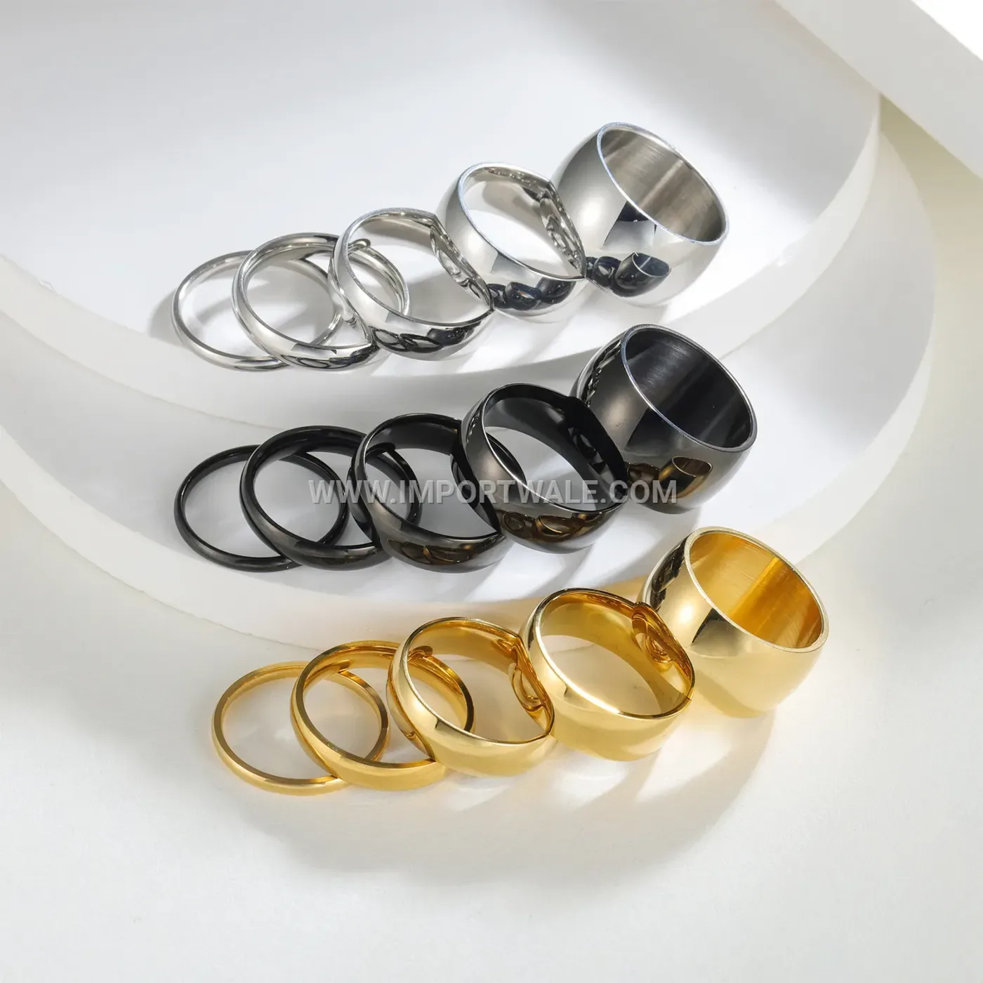 Minimalist Curved Smooth Stainless Steel Band Ring