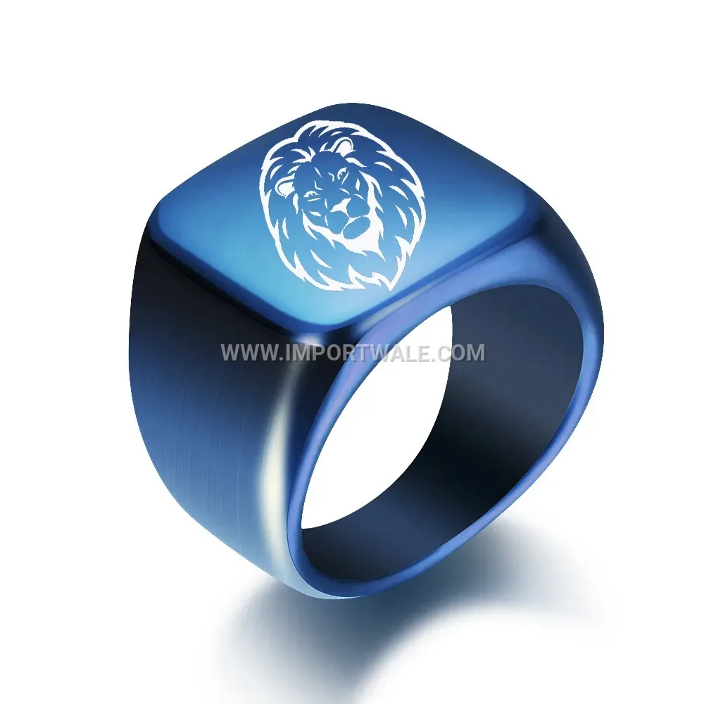 Laser Engraved Stainless Steel Lion Head Band