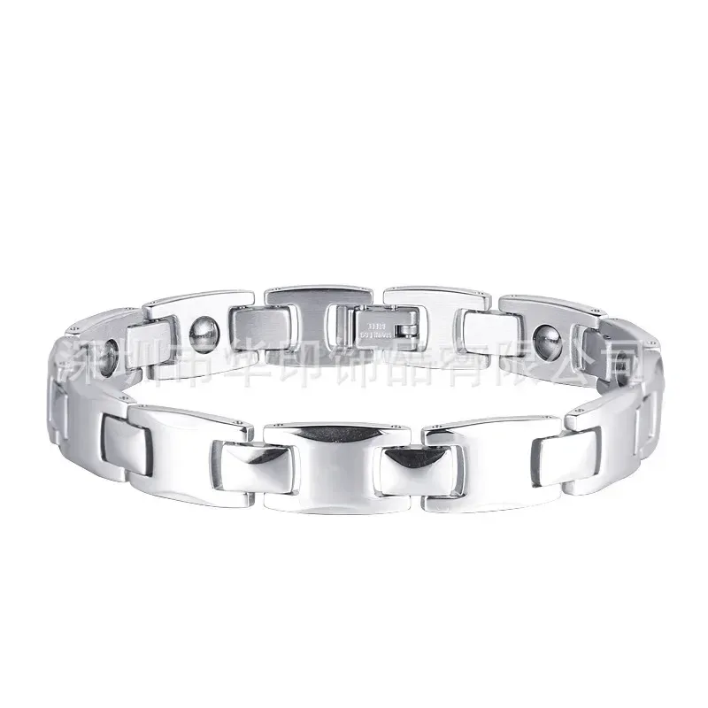 Heart Embedded Titanium Steel Magnetic Couple Bracelet