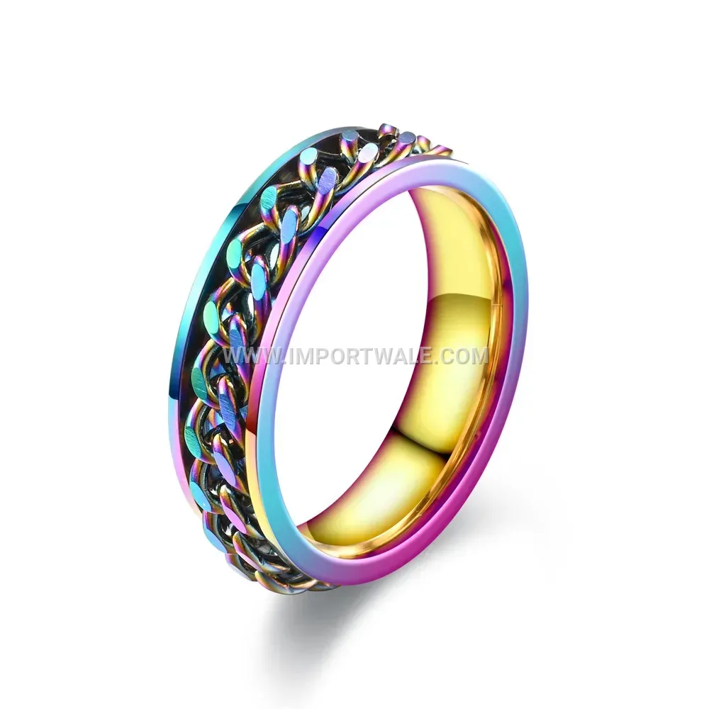 Spinning Chain Stainless Steel Band Ring