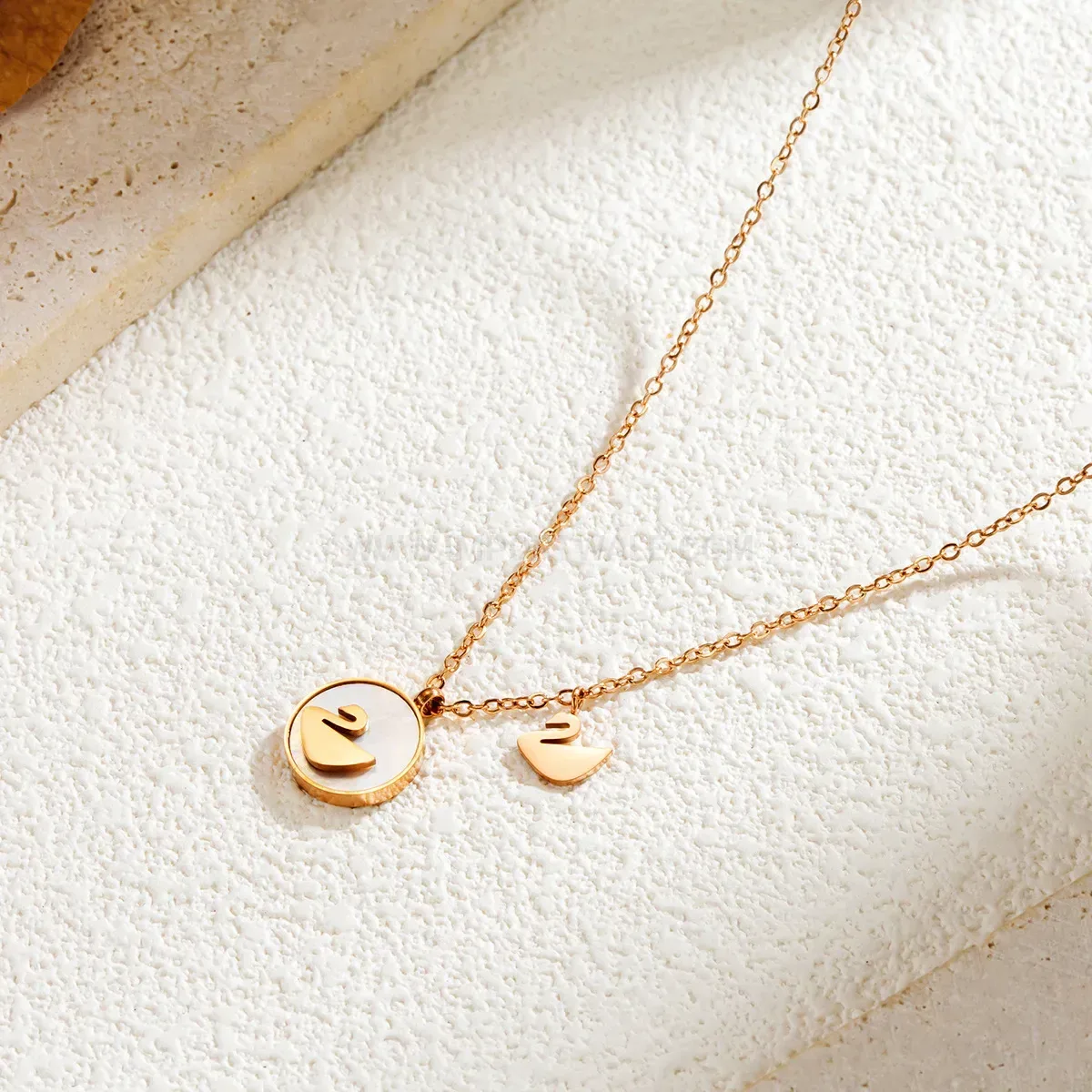 Double Sided Enamel Pendant Titanium Steel Necklace