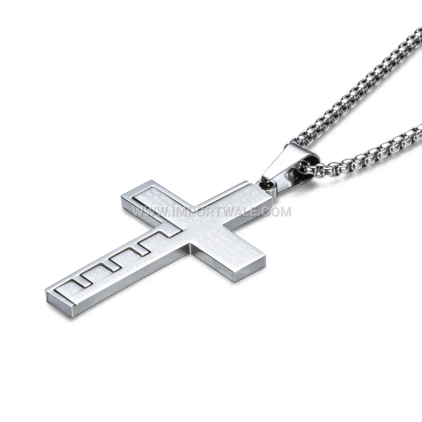Stainless Steel Cross Pendant Snake Chain Necklace