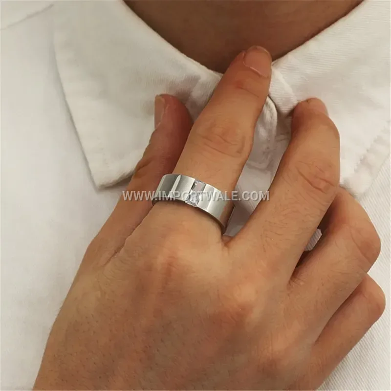 Silver Plated Micro Inlaid Zircon Steel Ring