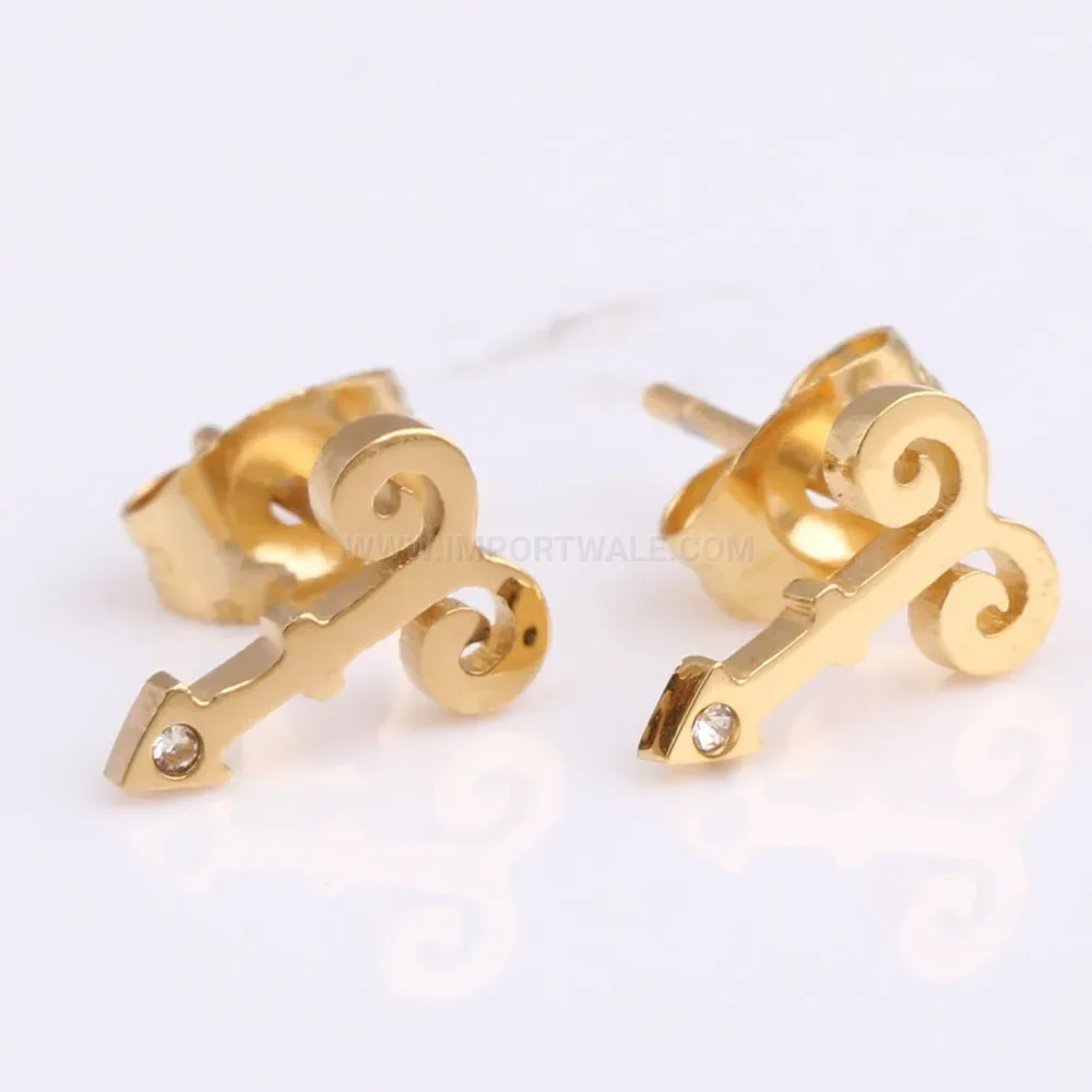 Stylish Sparkling Rhinestone Ram Horn Stainless Steel Stud Earrings