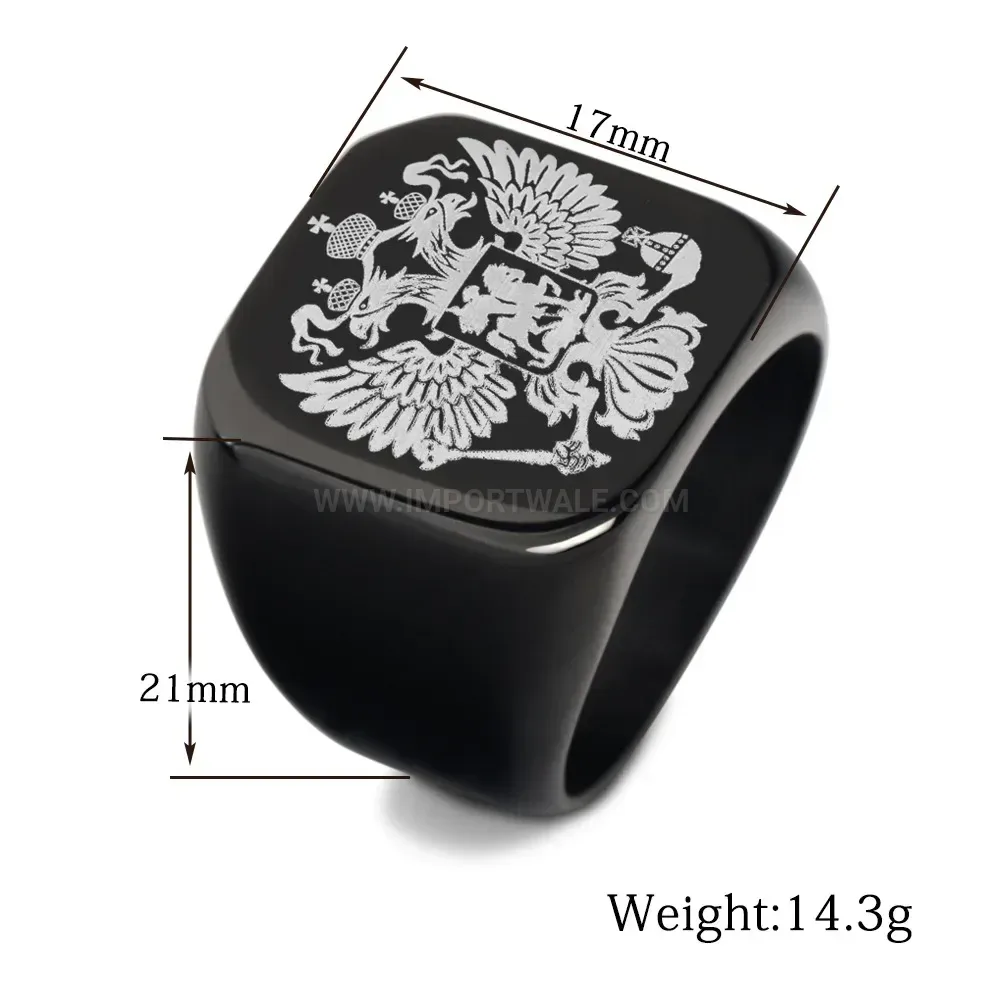 Chic Polished Stainless Steel Double Headed Eagle Signet Ring
