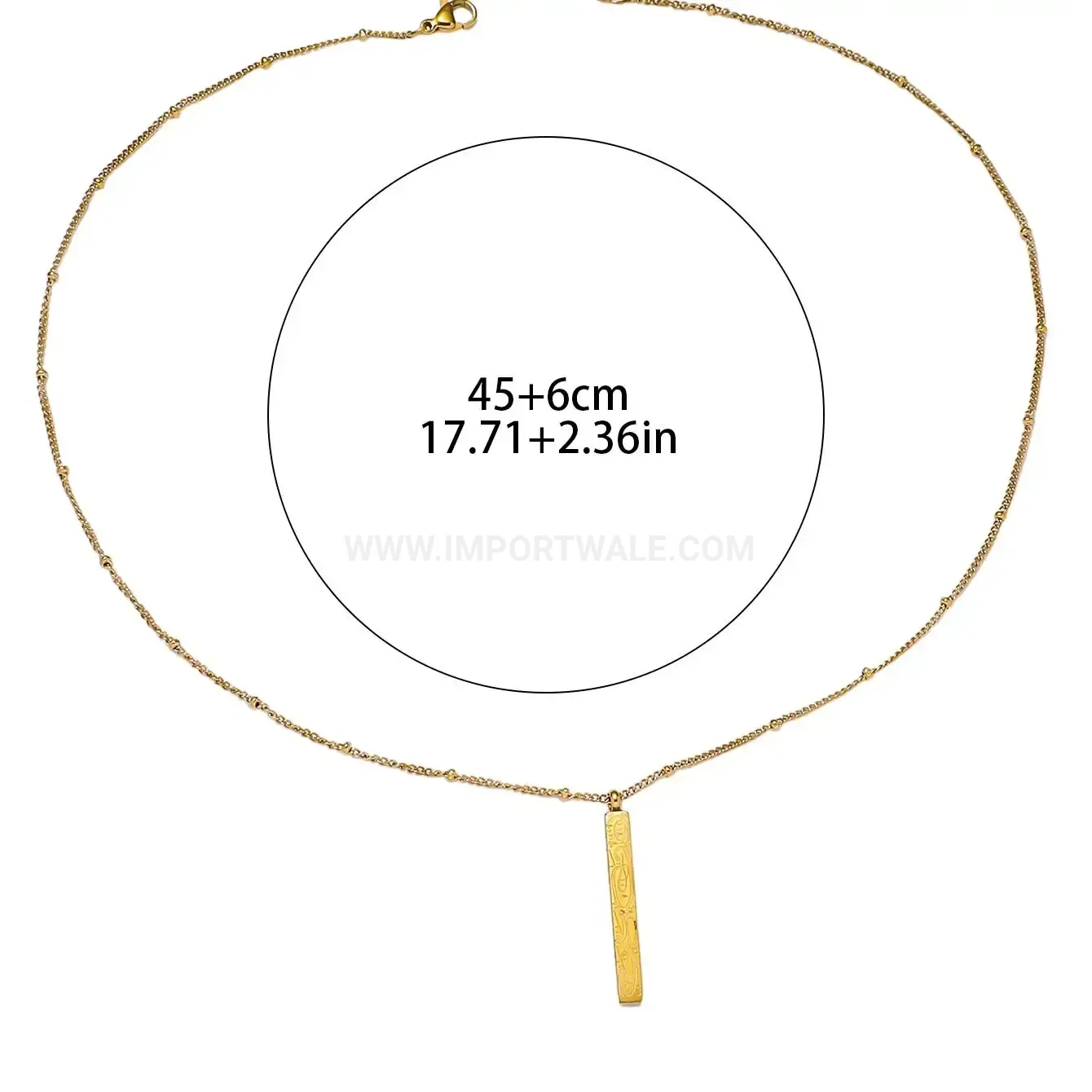 Modern Geometric Pillar Stainless Steel Gold Plated Religious Pendant Necklace