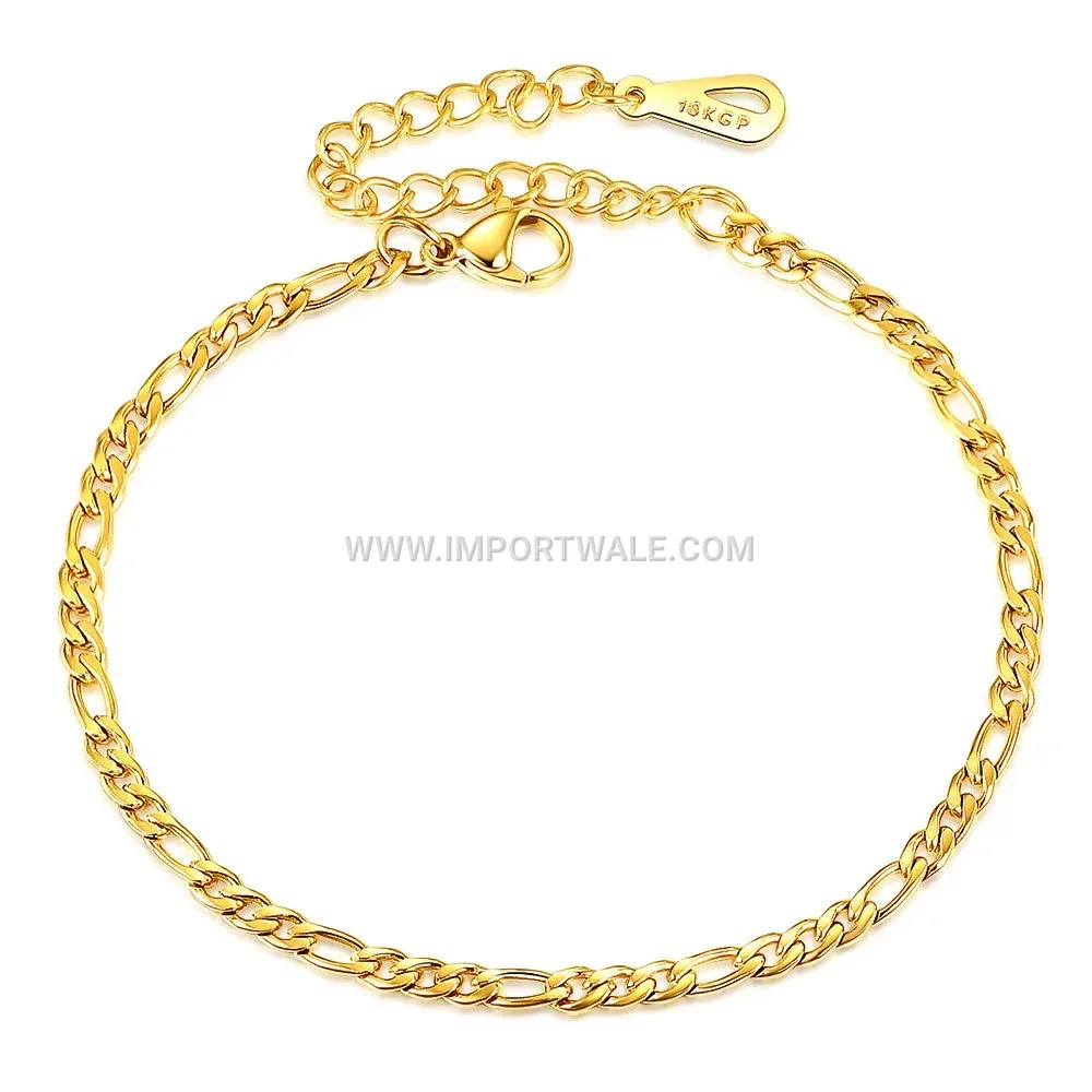 Station Figaro Chain Stainless Steel Link Bracelet