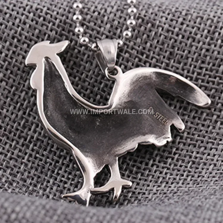 Gallic Rooster Stainless Steel Pendant Necklace for Men