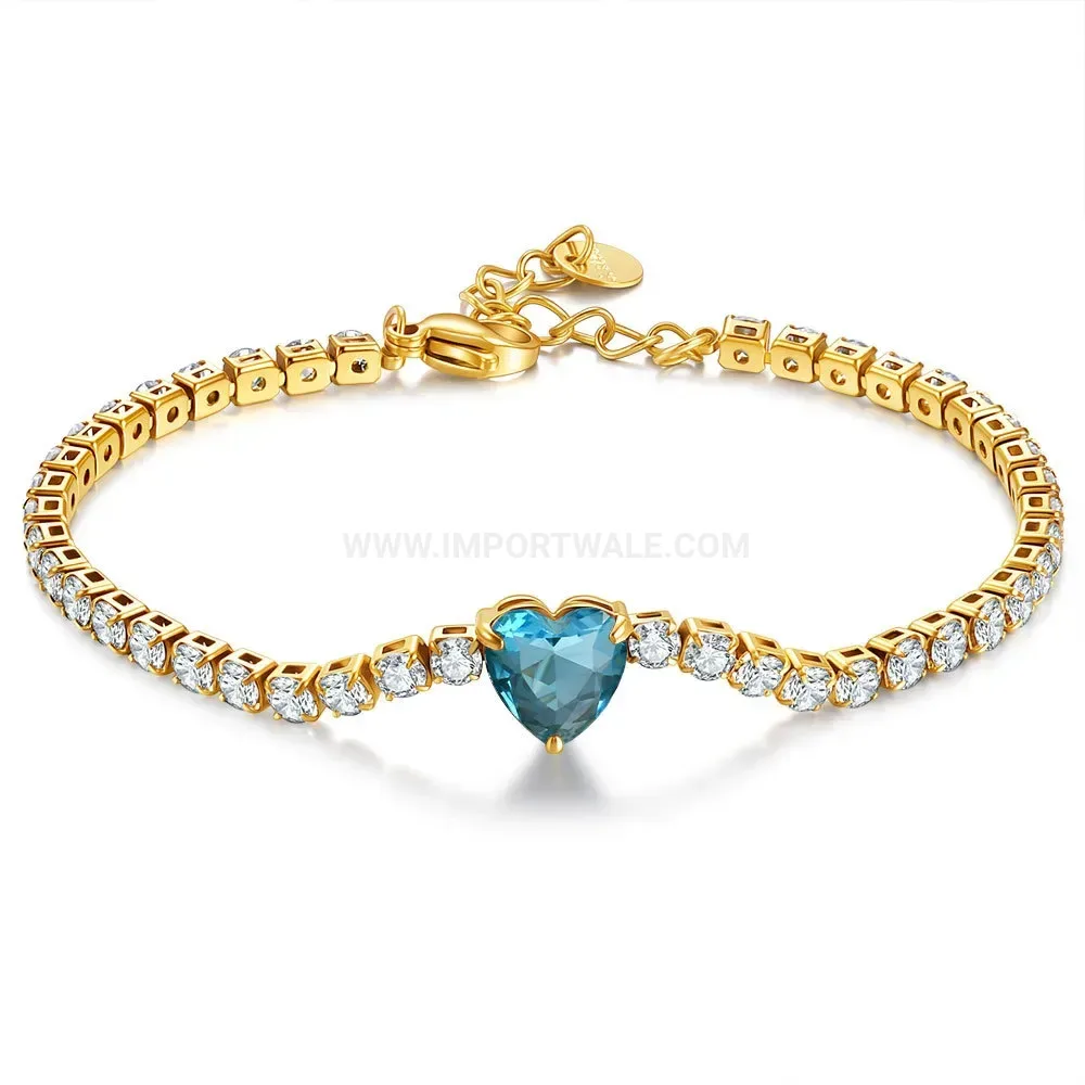 18K Gold Plated Stainless Steel Cubic Zirconia Adjustable Bracelet