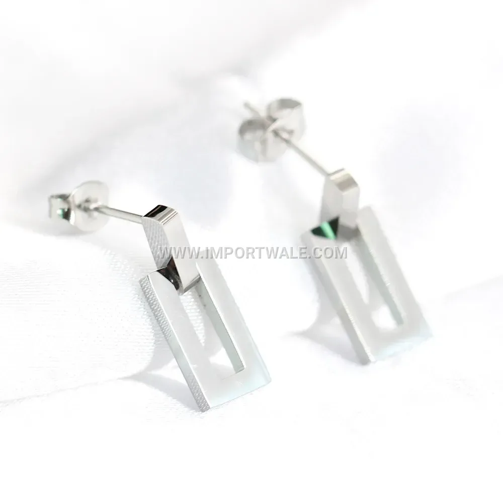 Hollow Rectangular Stainless Steel Drop Earrings