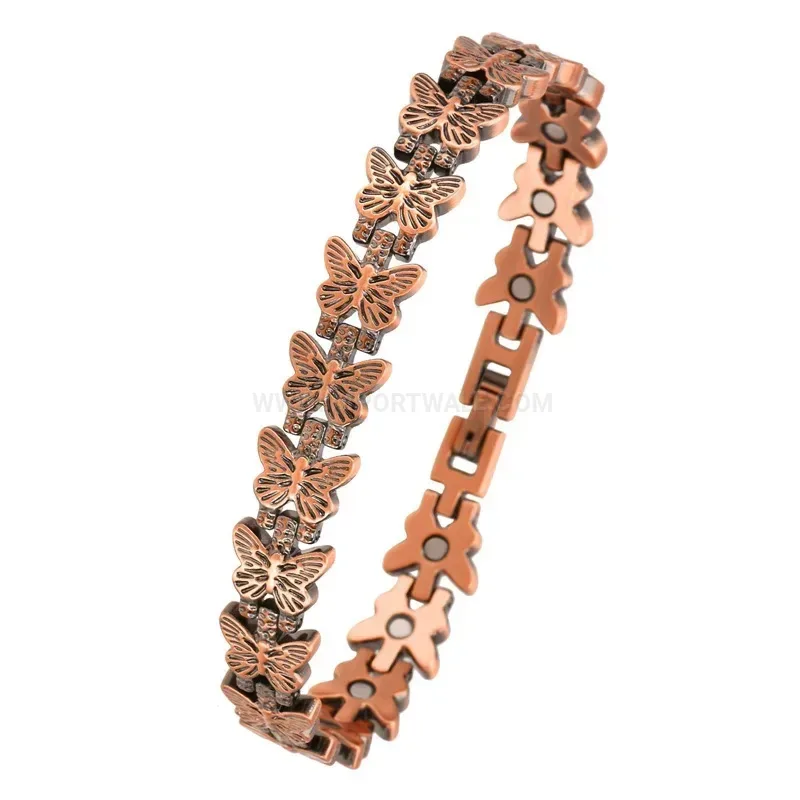 Filigree Butterfly Red Copper Magnetic Therapy Bracelet