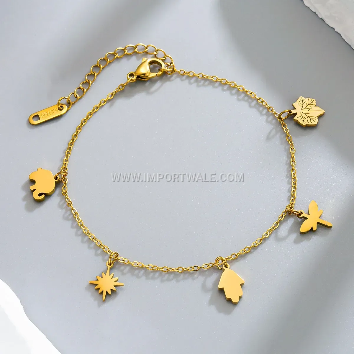 Four Leaf Clover Stainless Steel Charm Anklet