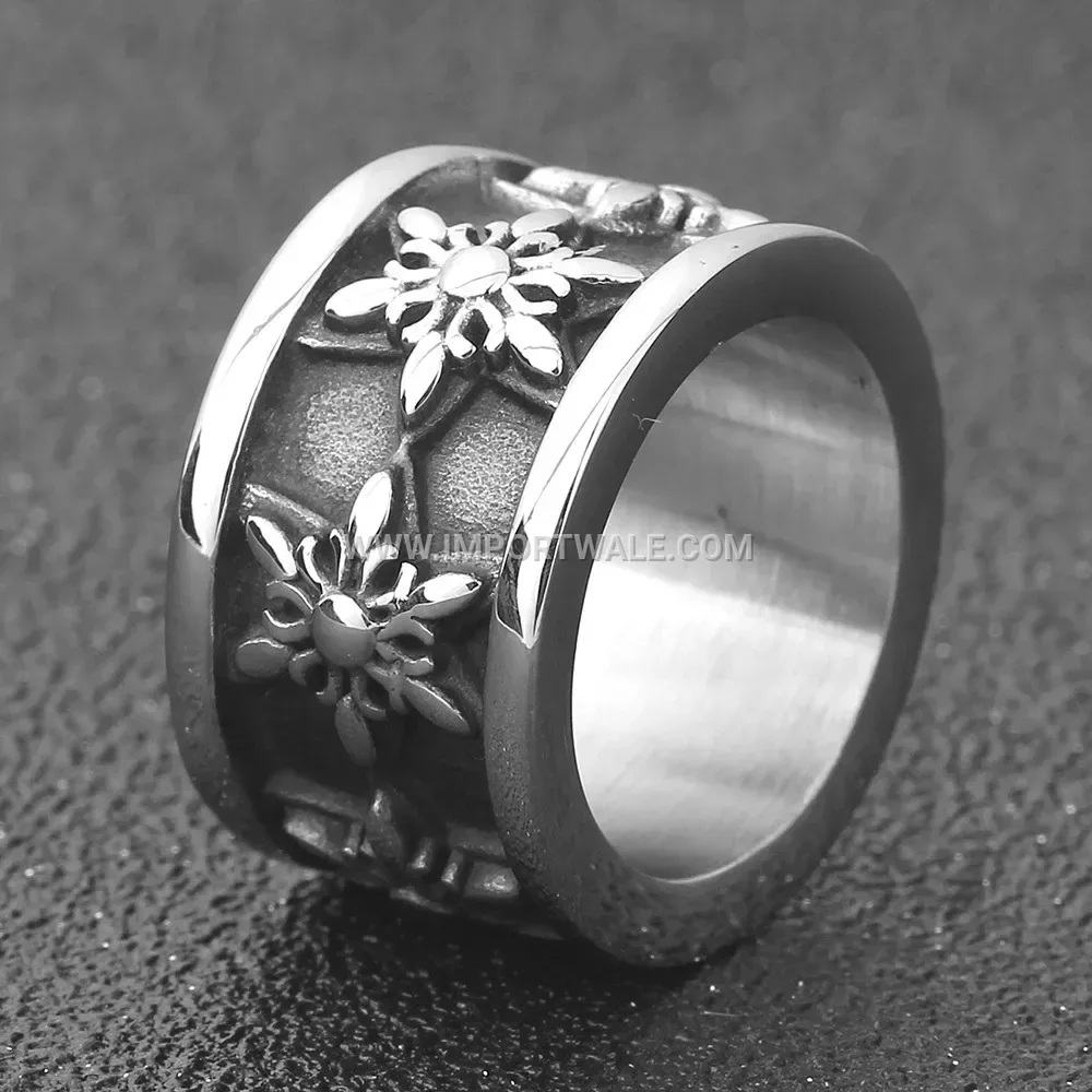Retro Stainless Steel Hexagram Star Band Ring
