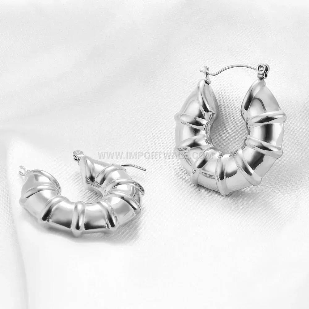 Retro Textured Geometric U-Shape Stainless Steel Earrings