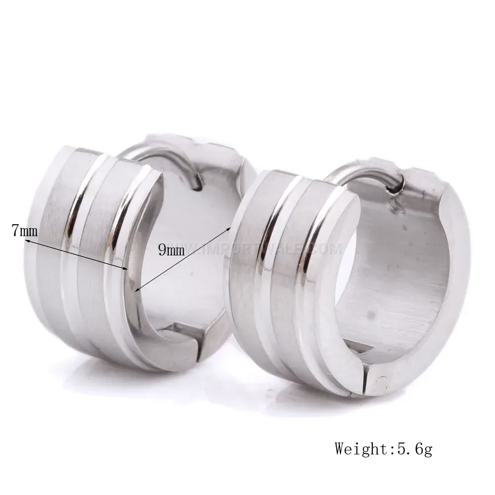 Premium Dual Stripe Frosted Stainless Steel Stud Earrings