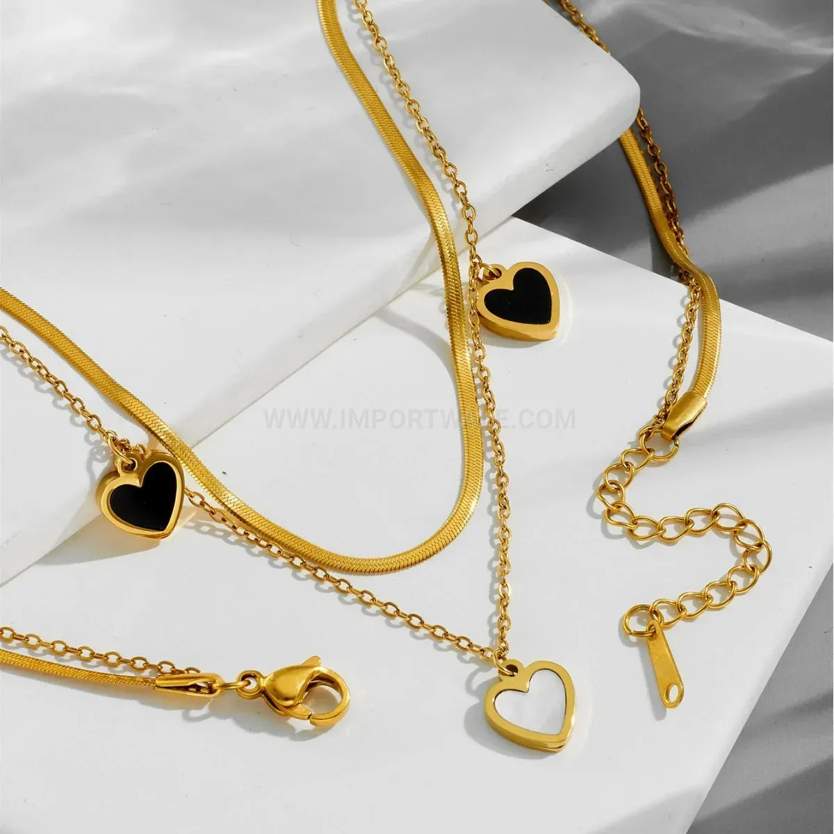 Premium Gold Plated Titanium Steel Heart Shell Pendant Jewelry