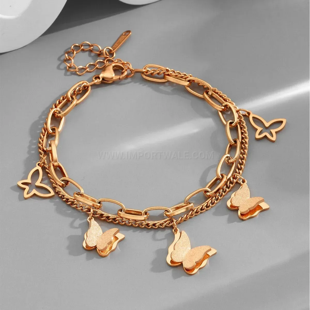 Chic Double-Layer Titanium Steel Butterfly Bracelet