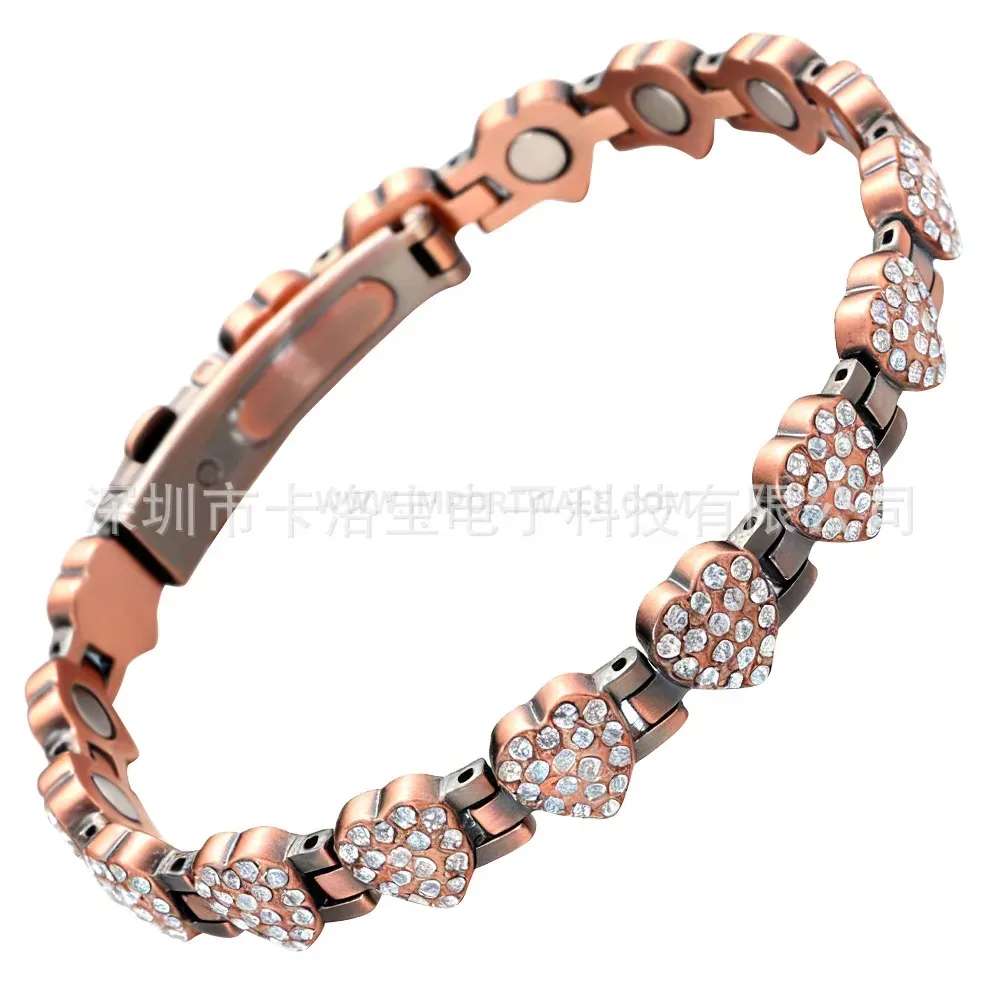 Stylish Heart Charm Red Copper Crystal Magnetic Bio Bracelet