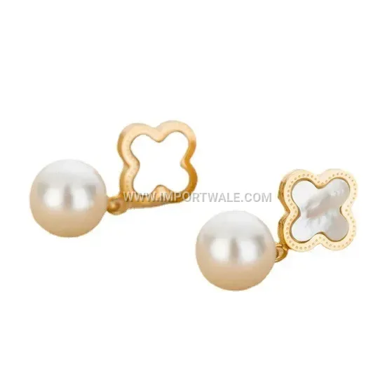 Minimalist Shell Inlay Stainless Steel Stud Earrings