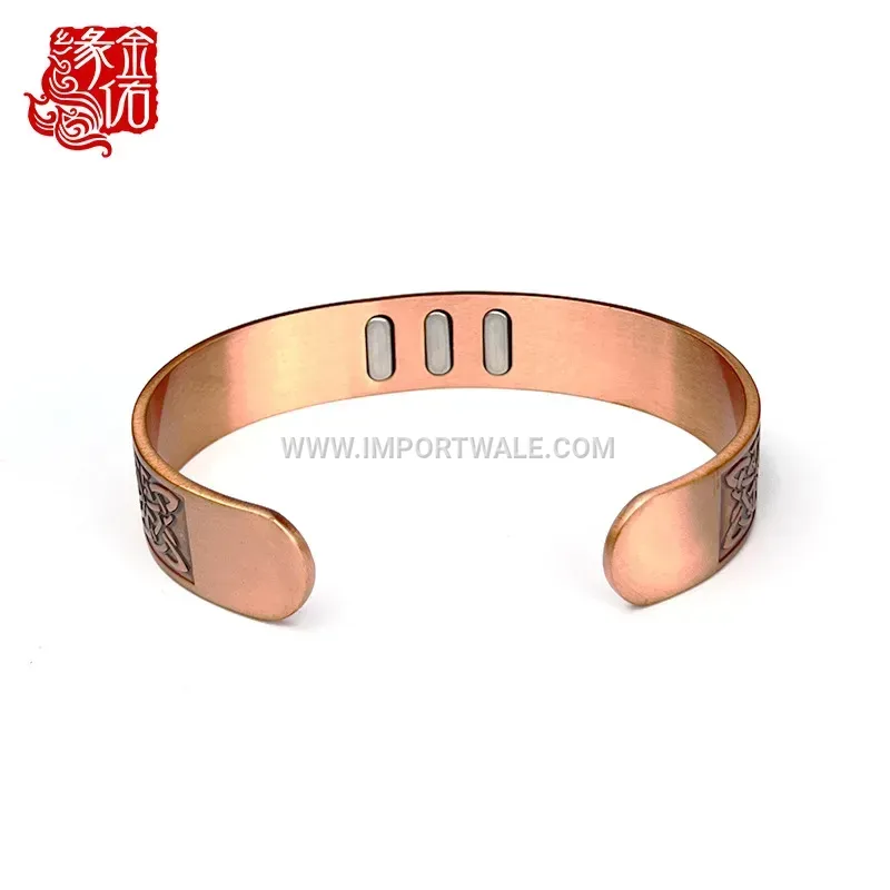Viking Axe Lotus Tree Of Life Copper Magnetic Cuff Bracelet