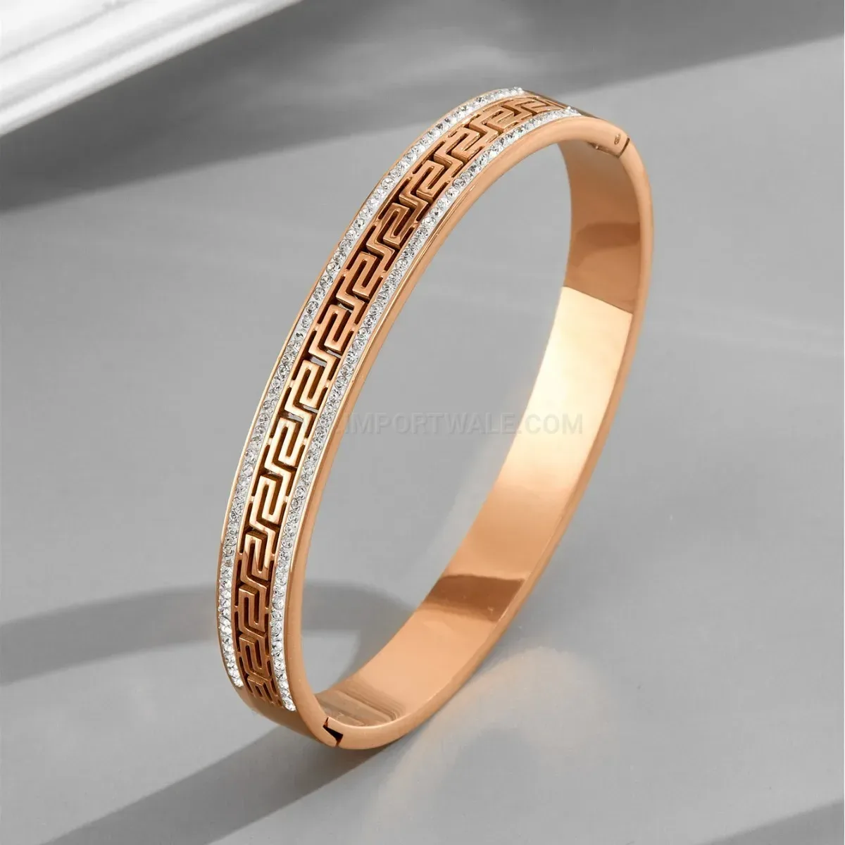 Designer Great Wall Pattern Titanium Steel Minimalist Bangle Bracelet