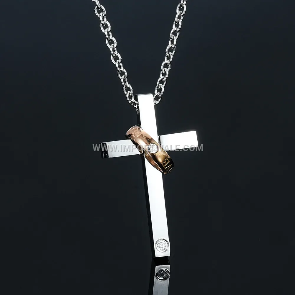 Minimalist Stainless Steel Cross Pendant Necklace for Men