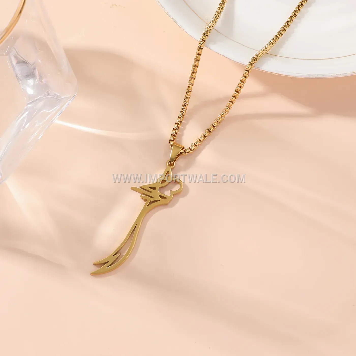 Stainless Steel Zulfiqar Sword Pendant Link Chain Necklace