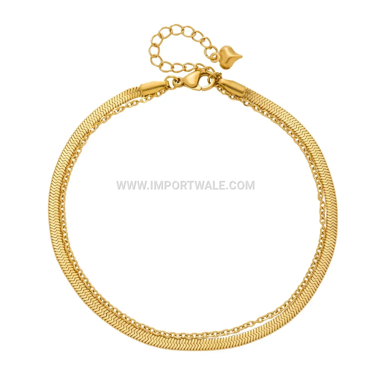 Minimalist Stainless Steel O Chain and Disc Layered Anklet