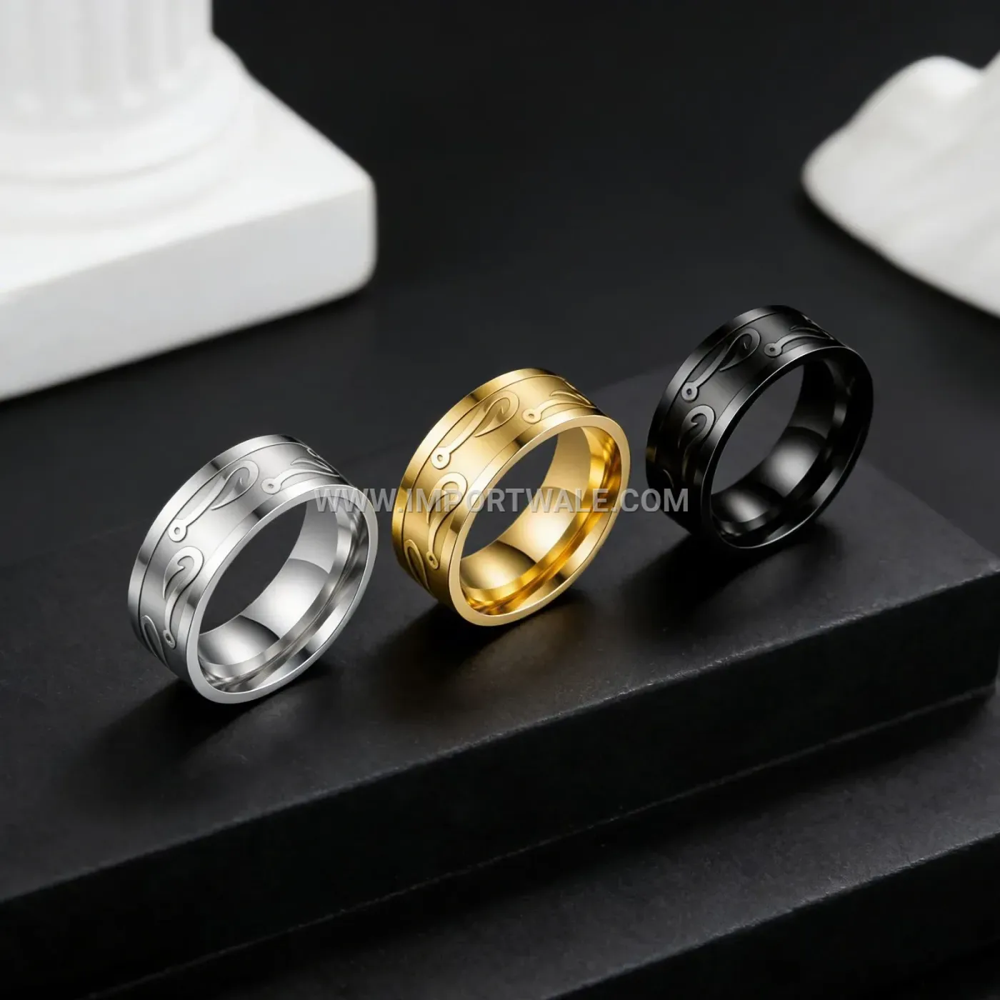 Fishhook Motif Stainless Steel Minimalist Ring