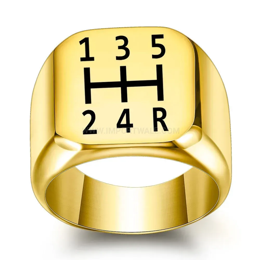 Fashion Laser Engraved Square Stainless Steel Signet Ring