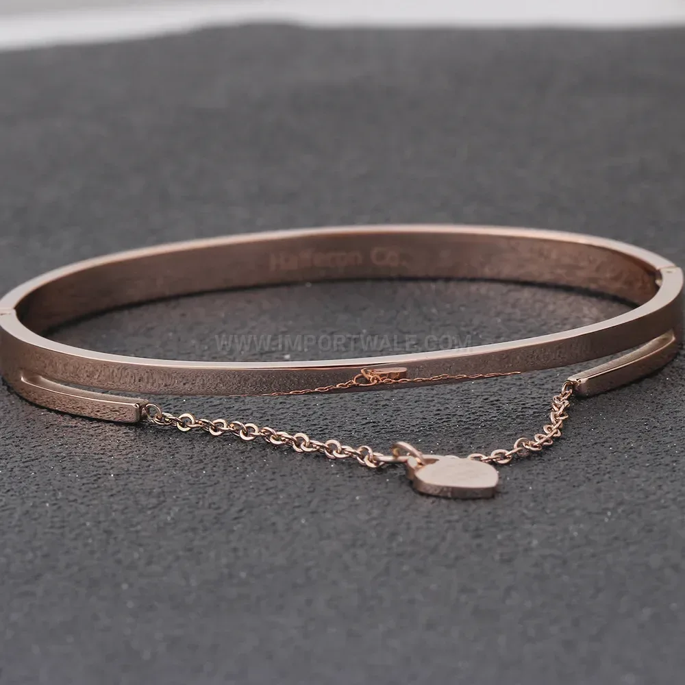 Premium Minimalist Heart Motif Stainless Steel Bangle Bracelet