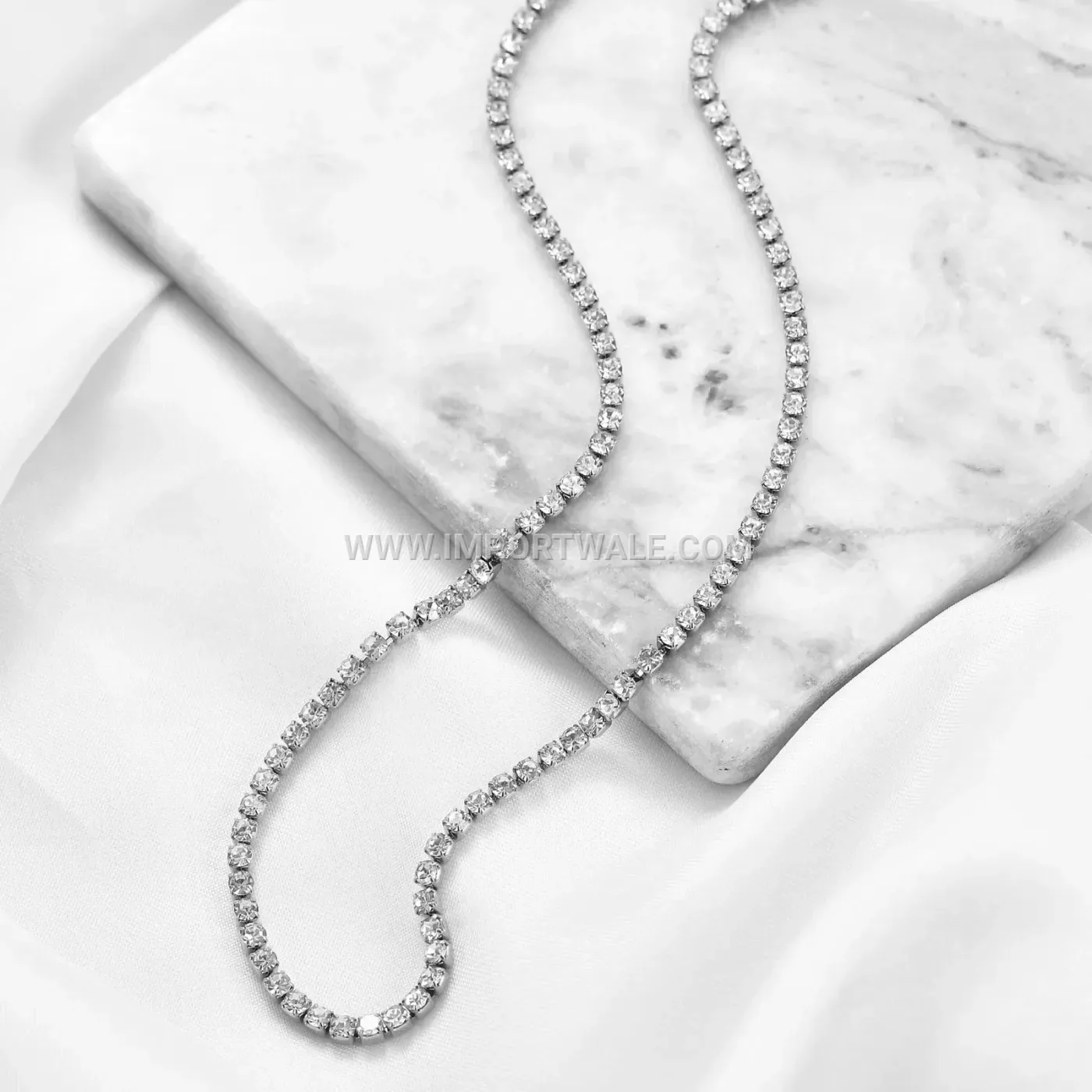 Dainty Single Row Cubic Zirconia Tennis Chain Collar Necklace