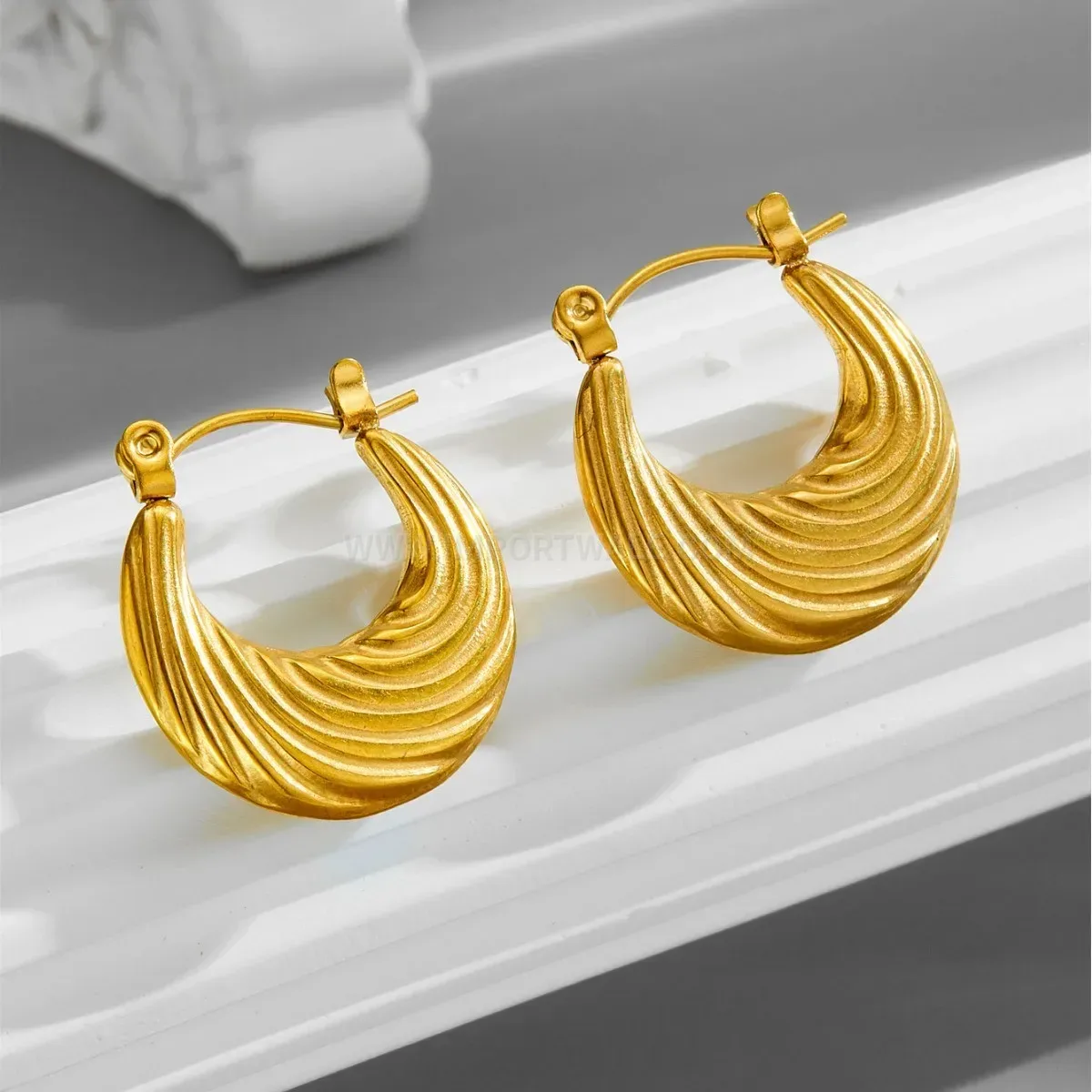 Irregular Geometric 18K Gold Plated Stainless Steel Stud Earrings