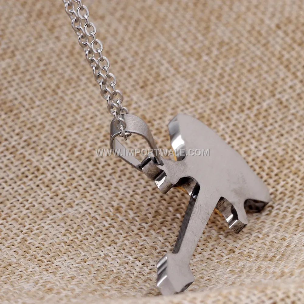 Men's Stainless Steel Rock Guitar Pendant Necklace