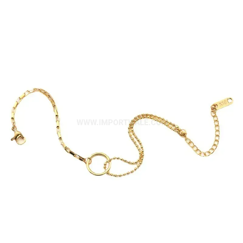 Titanium Steel Geometric Ring Spliced Necklace