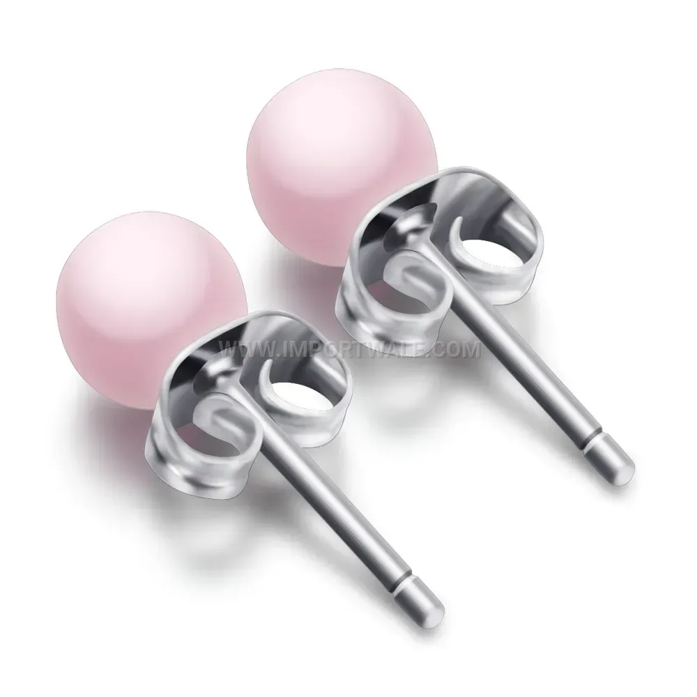Minimalist Stainless Steel Stud Earrings with Colorful Ceramic Beads