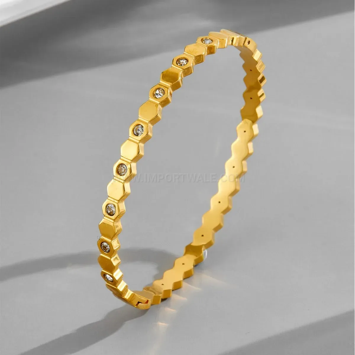 Rhinestone Diamond Rhombus Titanium Steel Bangle Bracelet