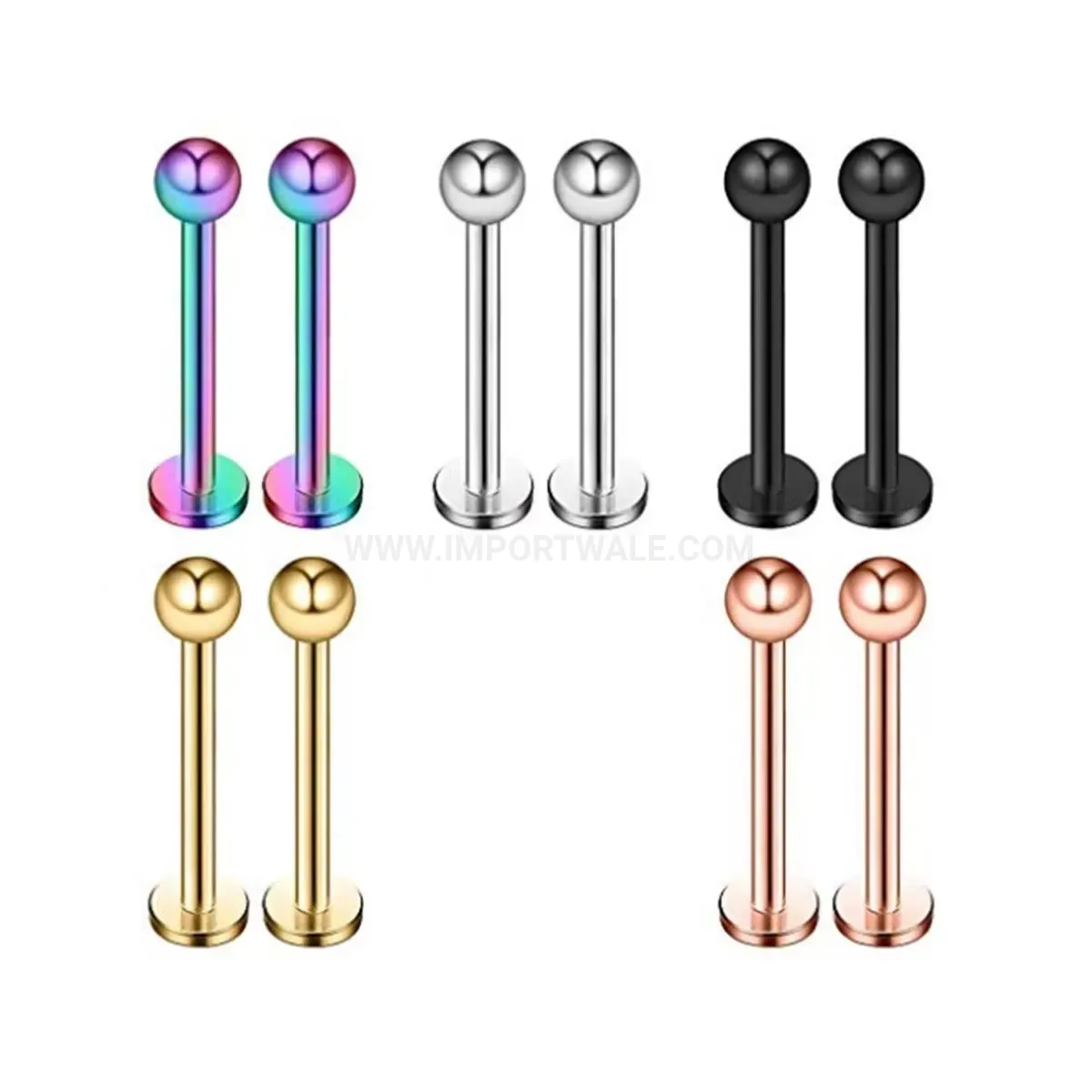 Elegant Internally Threaded Titanium Ball Labret Cartilage Piercing Earrings