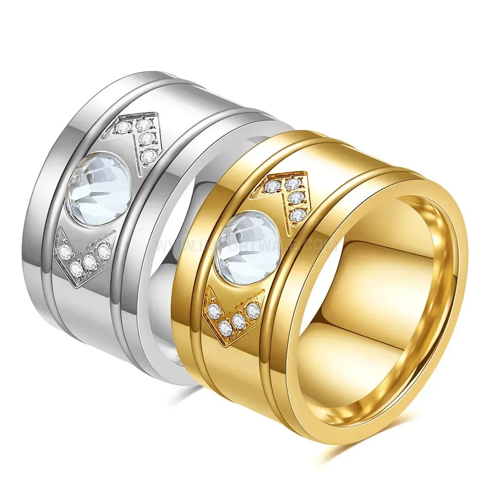 Heart Arrow Accent Stainless Steel Band Ring