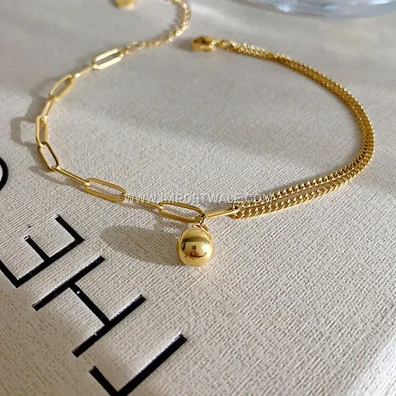 18K Gold Plated Mini Bead Anti Tarnish Stainless Steel Anklet