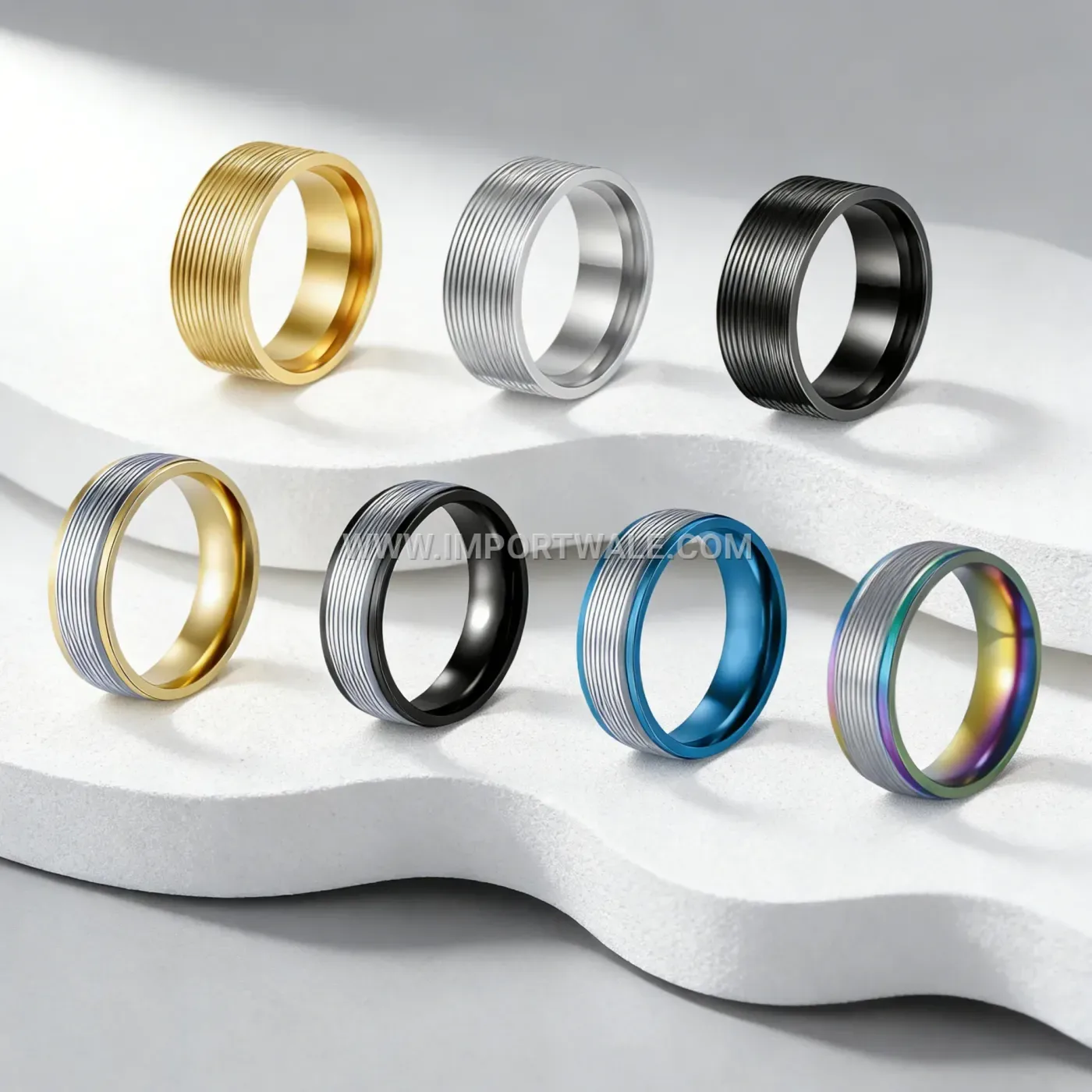 Minimalist Rhinestone Eternity Stainless Steel Band Ring