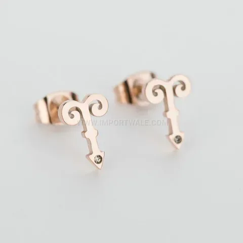 Stylish Sparkling Rhinestone Ram Horn Stainless Steel Stud Earrings