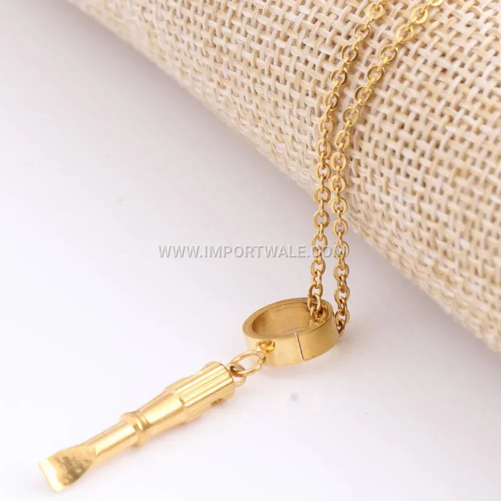 Gold Plated Stainless Steel Screwdriver Tool Pendant Charm Necklace