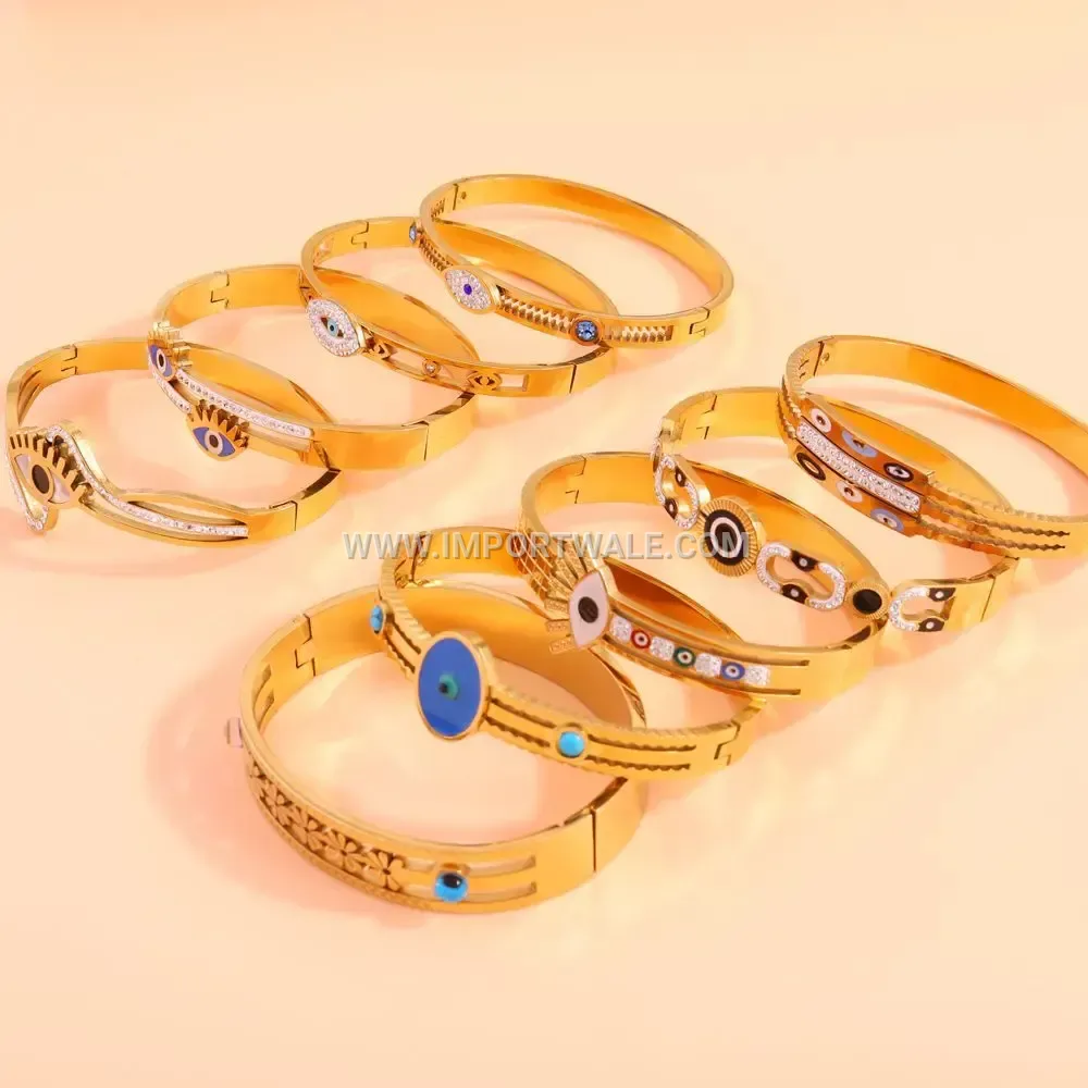 Retro Gold Tone Titanium Steel Geometric Bangle Bracelet