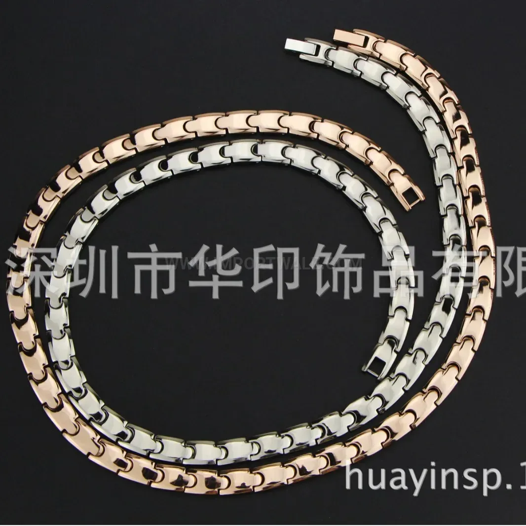 Fashion Geometric Bio Magnetic Steel Necklace With Hematite Stones