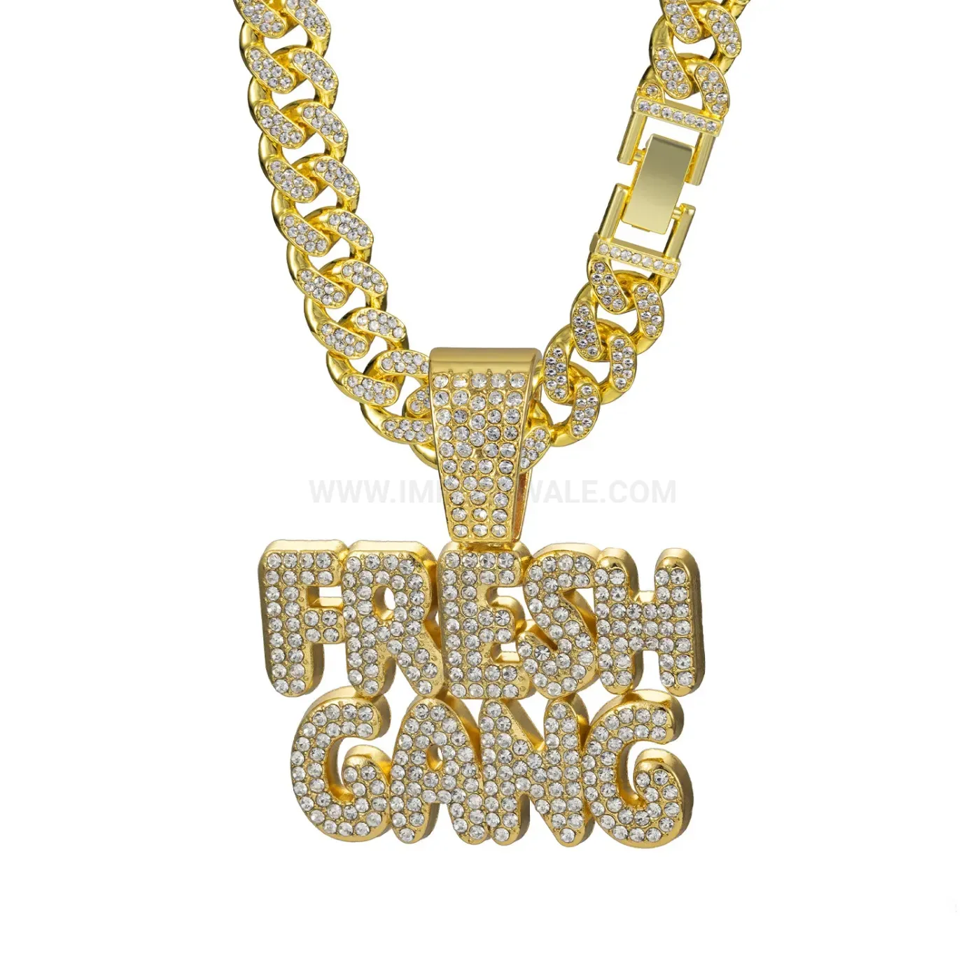 Stylish Iced Out Letter Pendant Zinc Alloy Cuban Necklace