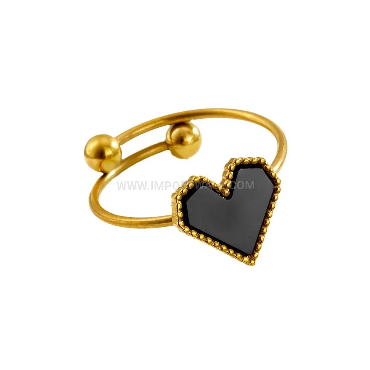 Adjustable Titanium Steel Heart Motif Ring