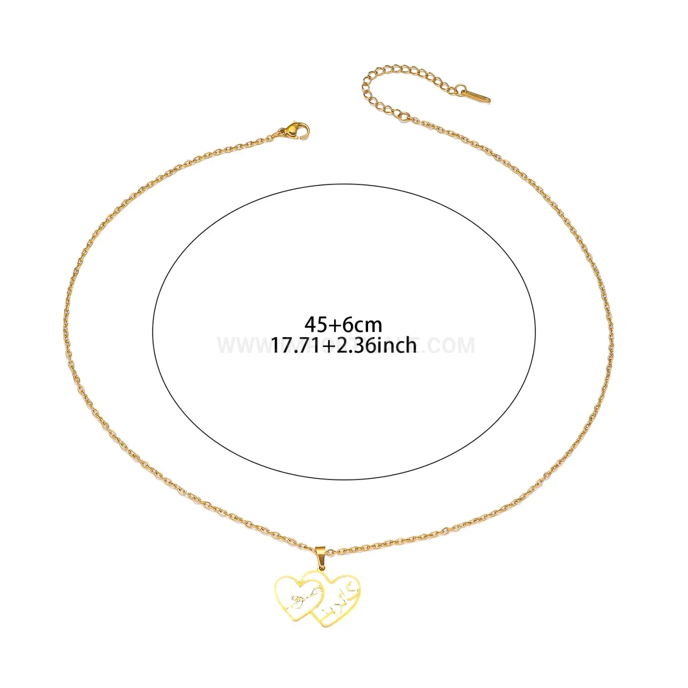 Fashion Stainless Steel Calligraphy Pendant Necklace With Link Chain